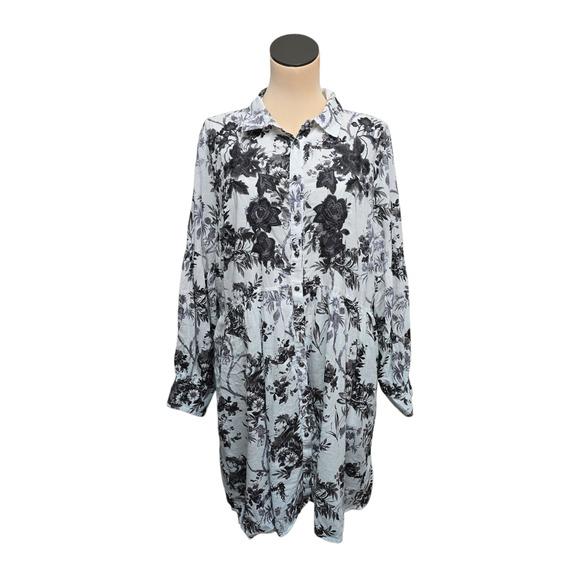 Anthropologie Tunic Dress Womens 16W Floral‎ Embroidered Long Sleeve Boho - Picture 1 of 12